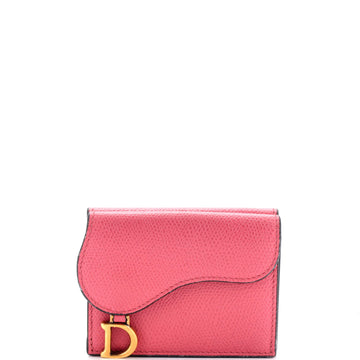 Christian Dior Saddle Lotus Wallet Leather Mini