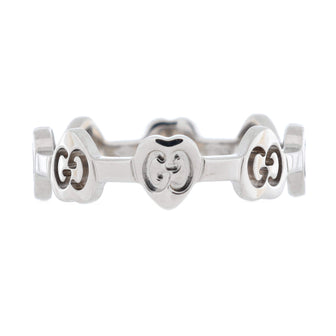 Gucci Icon Heart Station Ring 18K White Gold