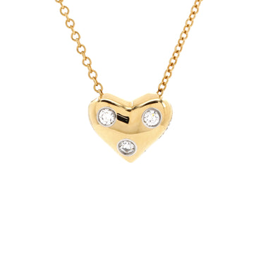 Tiffany & Co. Etoile Heart 3 Diamond Pendant Necklace 18K Yellow Gold with Platinum and Diamonds