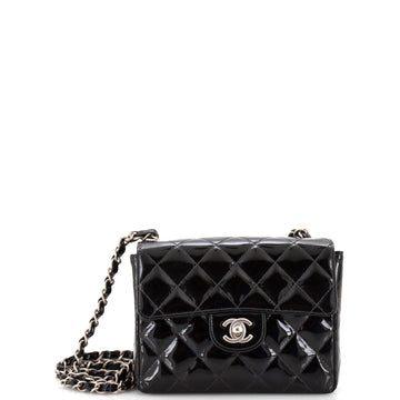 Chanel Vintage Square Classic Single Flap Bag Quilted Patent Mini