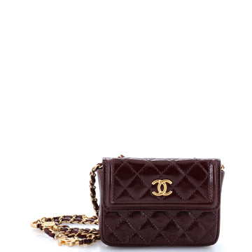 Chanel CC Flap Chain Belt Bag Quilted Shiny Aged Calfskin