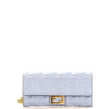 Fendi Baguette Continental Wallet on Chain Zucca Embossed Leather