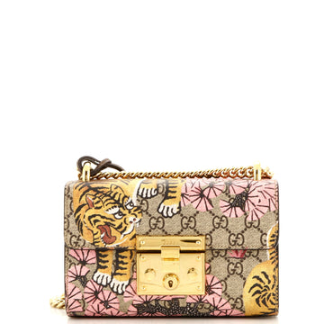 Gucci Padlock Shoulder Bag Bengal Print GG Coated Canvas Small