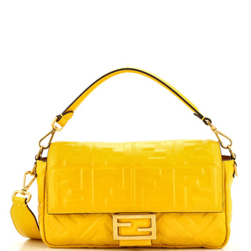 Fendi Baguette NM Bag Zucca Embossed Leather Medium