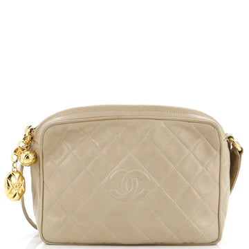 Chanel Vintage Diamond CC Camera Bag Quilted Leather Large
