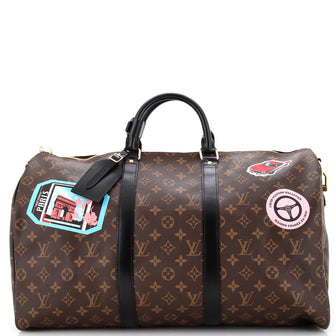 Louis Vuitton Keepall Bandouliere Bag Limited Edition World Tour Monogram Canvas 50