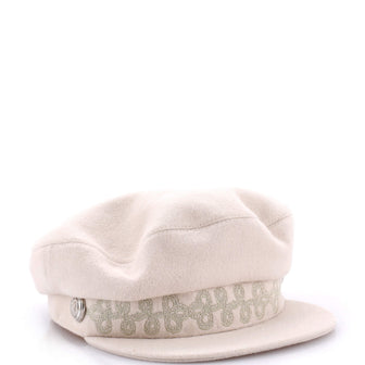 Hermes Cabourg en Finesse Newsboy Cap Embroidered Wool