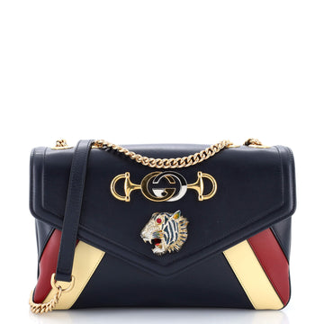 Gucci Rajah Chain Shoulder Bag Striped Leather Medium