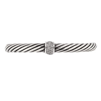 David Yurman Cable Classic Center Station Bracelet Sterling Silver with 18k White Gold and Diamonds 7mm