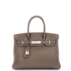 Hermes Birkin Handbag Verso Clemence with Palladium Hardware 30