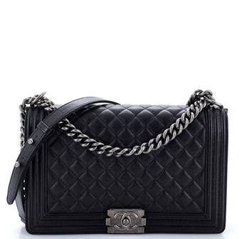 Chanel Boy Flap Bag Quilted Caviar New Medium