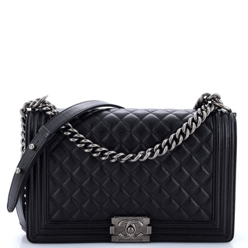 Chanel Boy Flap Bag Quilted Caviar New Medium