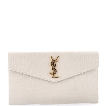 Saint Laurent Uptown Pouch Crocodile Embossed Leather