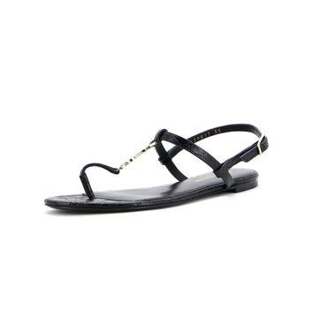 Saint Laurent Women's Cassandra Thong Flat Sandals Crocodile Embossed Leather