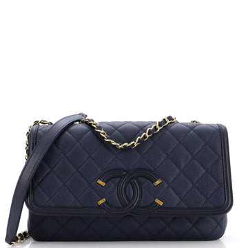 Chanel Filigree Flap Bag Quilted Caviar Medium