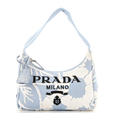 Prada Re-Edition 2000 Hobo Embroidered Canvas Mini