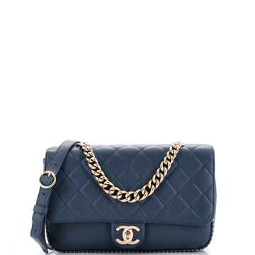 Chanel Chain Handle CC Flap Bag Quilted Caviar with Studded Detail Large
