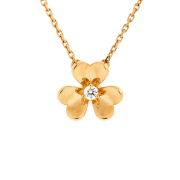 Van Cleef & Arpels Frivole Pendant Necklace 18K Yellow Gold and Diamond Mini