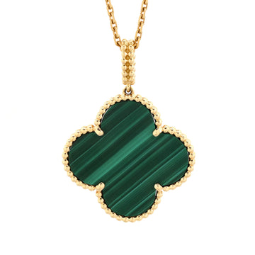 Van Cleef & Arpels Magic Alhambra Pendant Necklace 18K Yellow Gold and Malachite