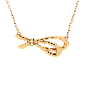 Tiffany & Co. Bow Knot Pendant Necklace 18K Rose Gold with Diamonds