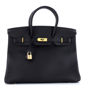 Hermes Birkin Handbag Black Ardennes with Gold Hardware 35