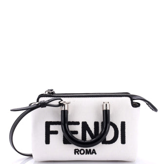 Fendi Logo By The Way Top Handle Bag Embroidered Canvas Mini