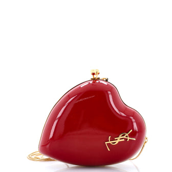Saint Laurent Love Heart Chain Box Clutch Patent Small