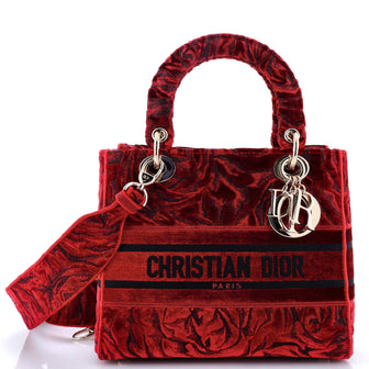 Christian Dior Lady D-Lite Bag Embellished Velvet Medium