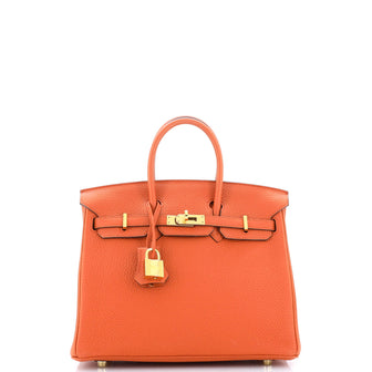 Hermes Birkin Handbag Orange Togo with Gold Hardware 25