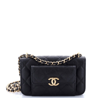 Chanel Pocket Twins Clutch with Chain Quilted Caviar