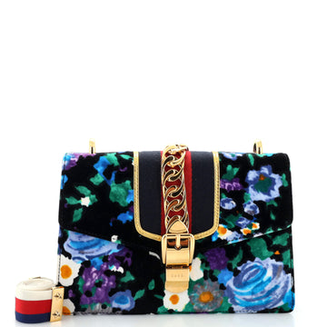 Gucci Sylvie Shoulder Bag Printed Velvet Small