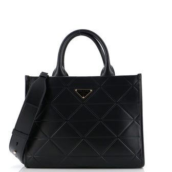 Prada Symbole Shopper Tote Embossed Leather Small
