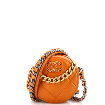 Chanel 19 Round Clutch with Chain Quilted Leather