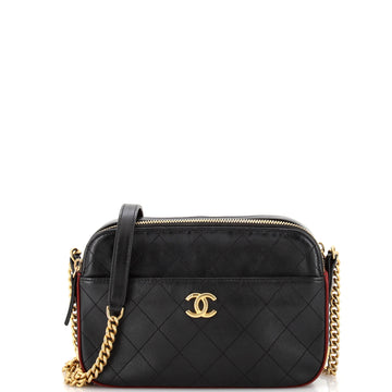 Chanel Button Up Camera Case Quilted Calfskin with Grosgrain Small
