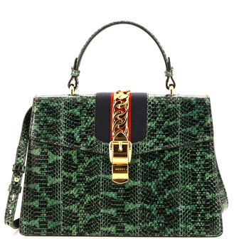 Gucci Sylvie Top Handle Bag Python Medium