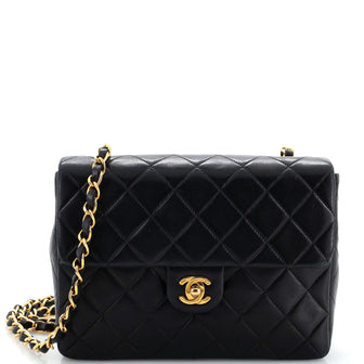 Chanel Vintage Square Classic Single Flap Bag Quilted Lambskin Mini