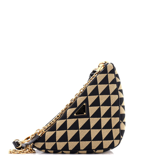Prada Double Symbole Triangle Bag Leather and Jacquard Mini