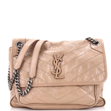 Saint Laurent Niki Chain Flap Bag Matelasse Chevron Leather Medium
