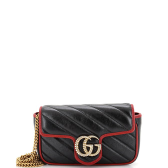 Gucci GG Marmont Flap Bag Diagonal Quilted Leather Super Mini