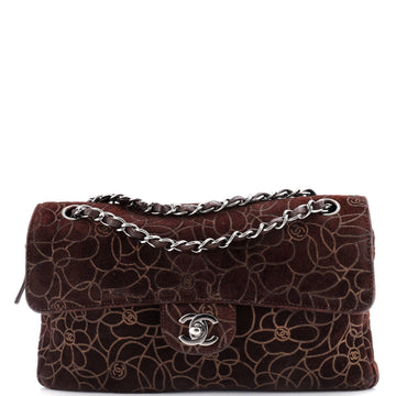 Chanel Camellia Flap Bag Embossed Suede