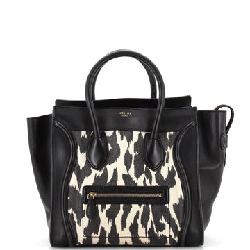 Celine Luggage Bag Printed Canvas and Leather Mini