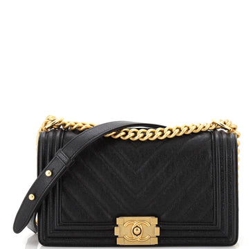 Chanel Boy Flap Bag Chevron Caviar Old Medium