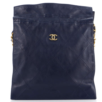 Chanel CC Chain Drawstring Shopping Bag Quilted Lambskin Large