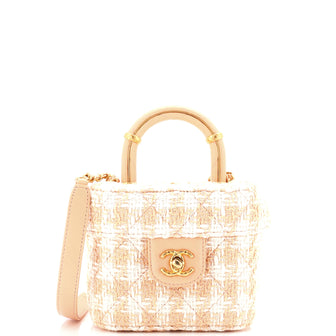 Chanel Crush Top Handle Flap Bag Quilted Tweed Mini
