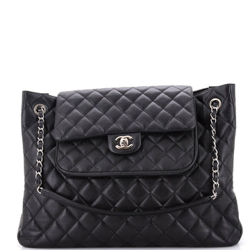 Chanel Classic Flap Shopping Tote Quilted Caviar Large