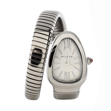 Bvlgari Serpenti Tubogas Single Spiral Quartz Watch Stainless Steel 23