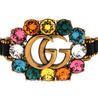 Gucci GG Marmont Choker Necklace Crystal Embellished Leather