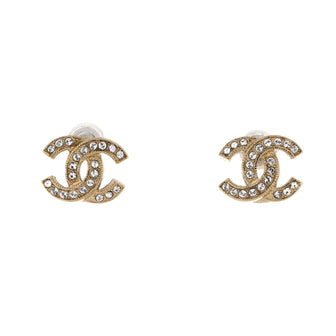 Chanel CC Stud Earrings Metal with Crystals