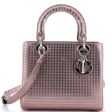 Christian Dior Lady Dior Bag Micro Cannage Metallic Calfskin Medium