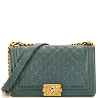 Chanel Boy Flap Bag Quilted Caviar Old Medium